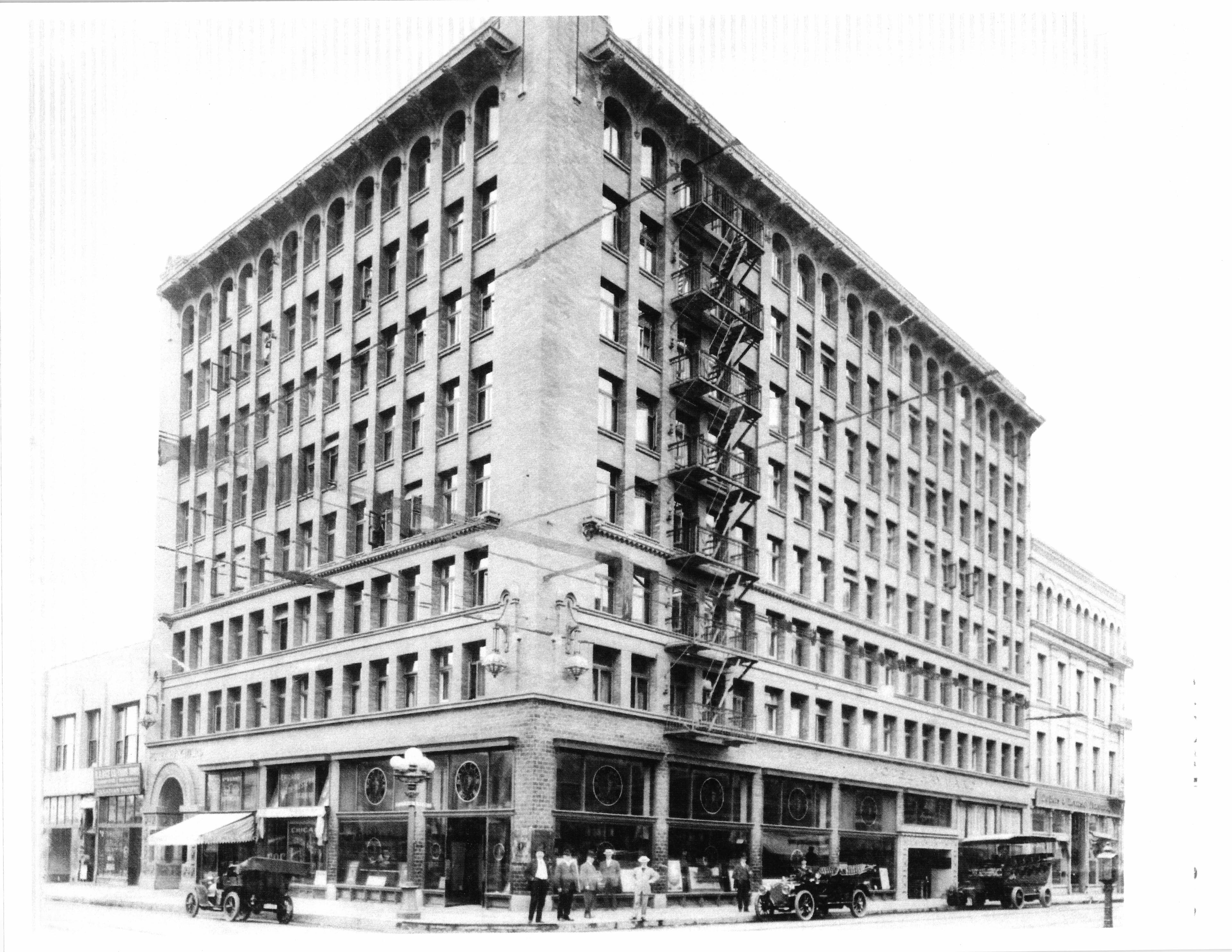 The Hayward Hotel at 6th and Spring Street, downtown Los Angeles, built by Harry C. Fryman.
